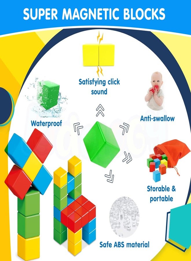 Kidology Magnetic Building Blocks 32Pcs Magnetic Blocks Magnetic Toys for 3 4 5 6 7 8 Years Old Boys Girls Preschool Structures Sensory Toys for Kids - Image 4